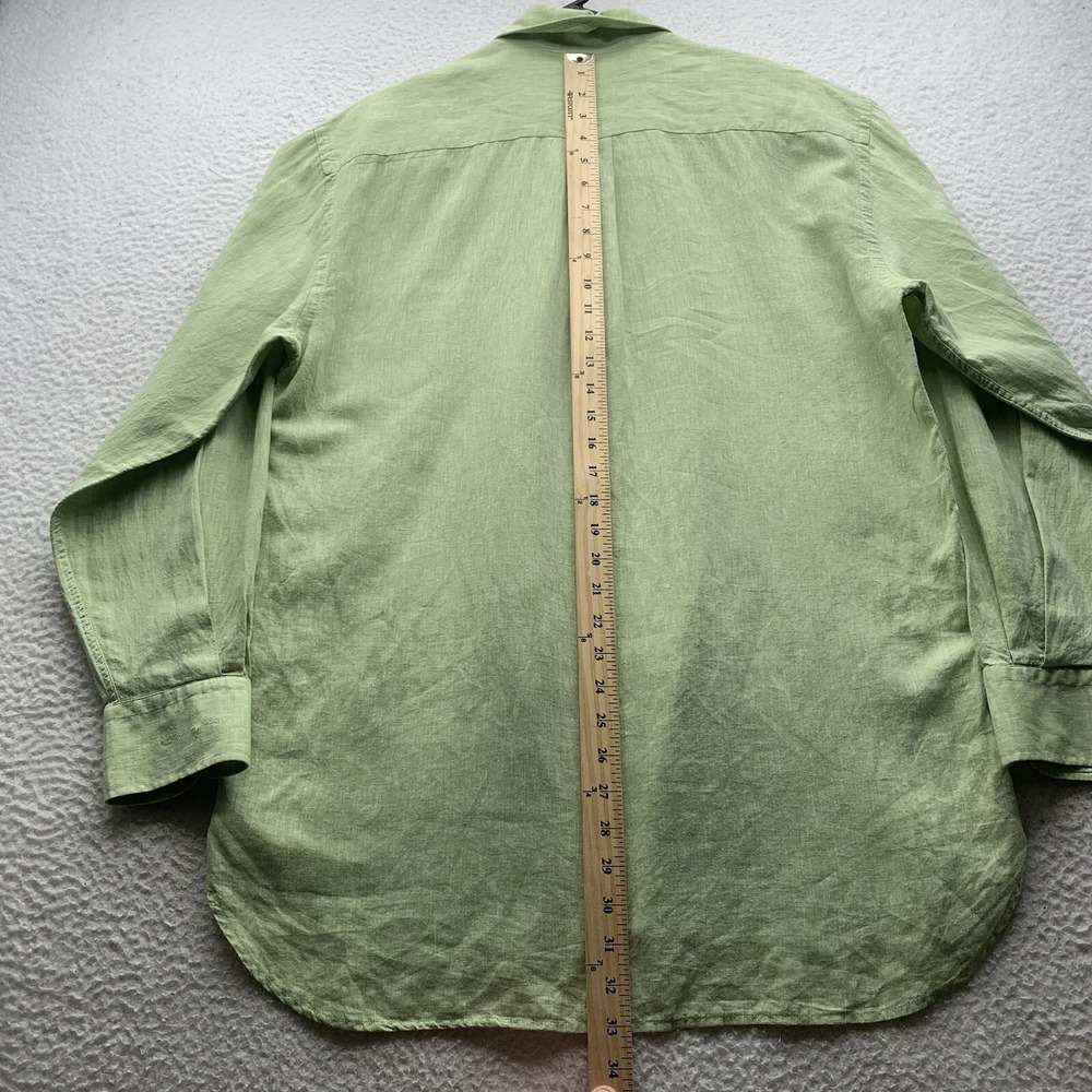 VTG Peter Millar Button Up Shirt Mens Medium M Golf Green Linen Blend Cassique - Picture 9 of 13